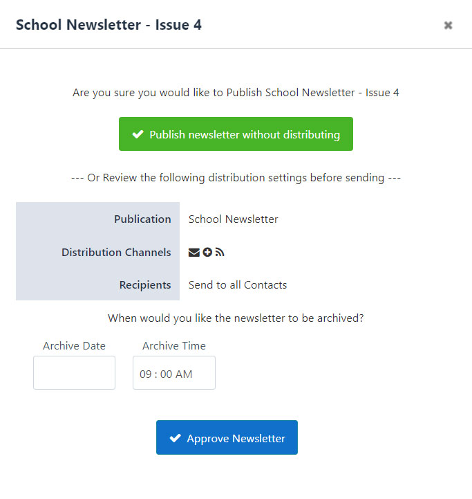 Internal Distribution Settings